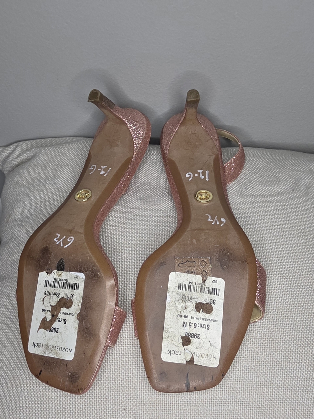 Michael Kors Rose Pink Glitter Slingback Heels - Picture 2 of 3